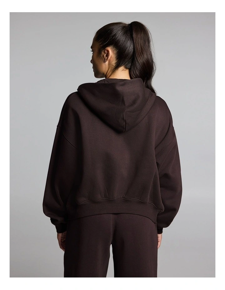 Cosy Fleece Zip Through Hoodie Cocoa image 2