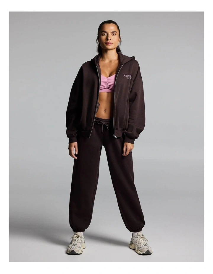 Cosy Fleece Zip Through Hoodie Cocoa image 5