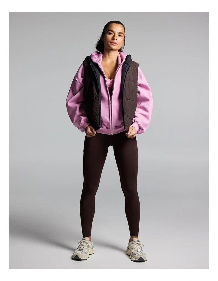 Cosy Fleece Zip Through Hoodie Dusty Pink image 6
