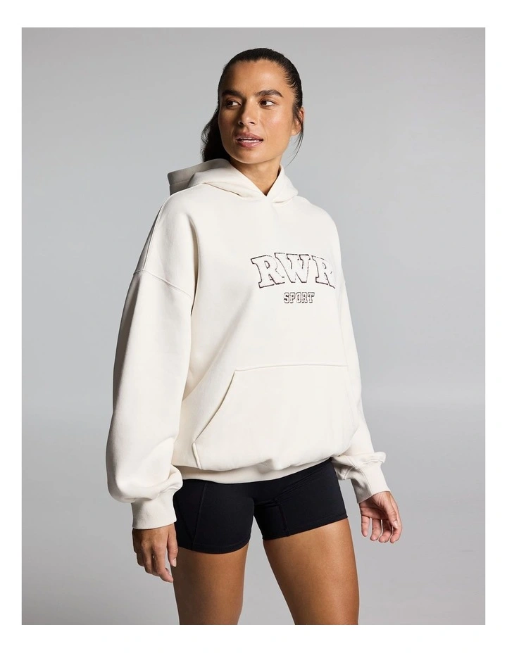Cosy Fleece Longline Hoodie Cream image 3