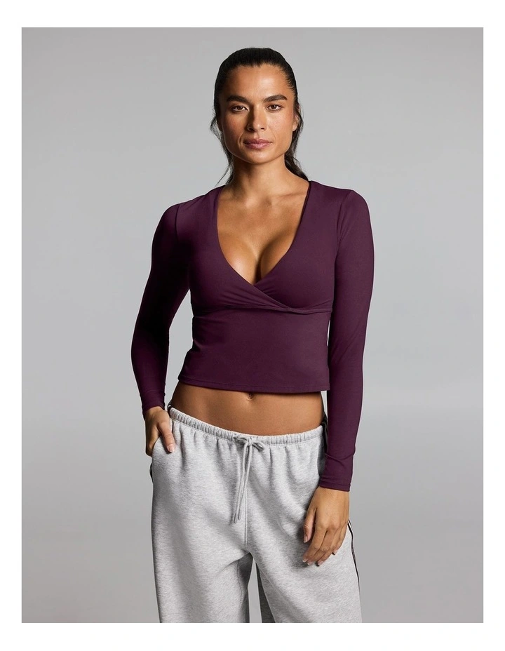 Base One Cross Front Long Sleeve Top Cherry Cola image 1