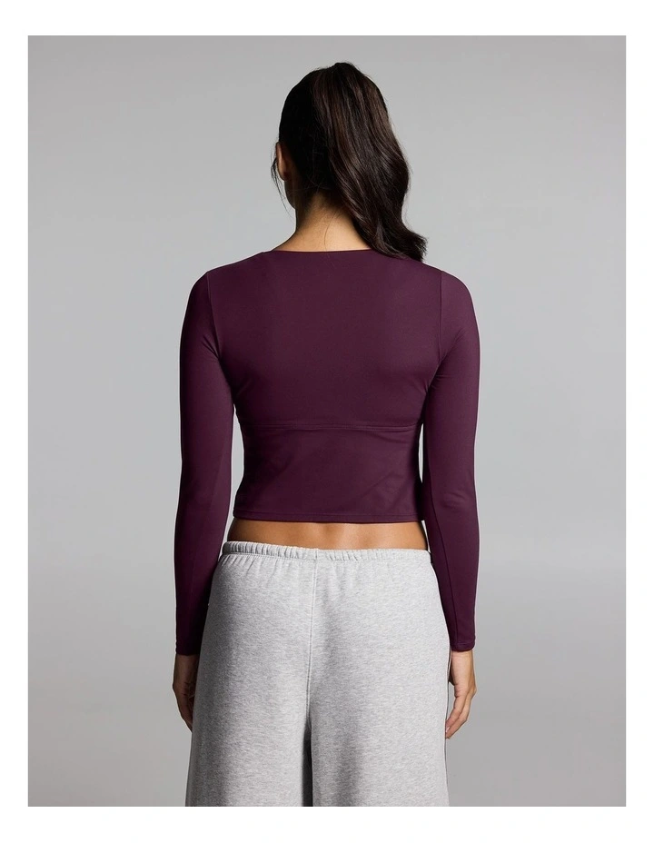 Base One Cross Front Long Sleeve Top Cherry Cola image 2