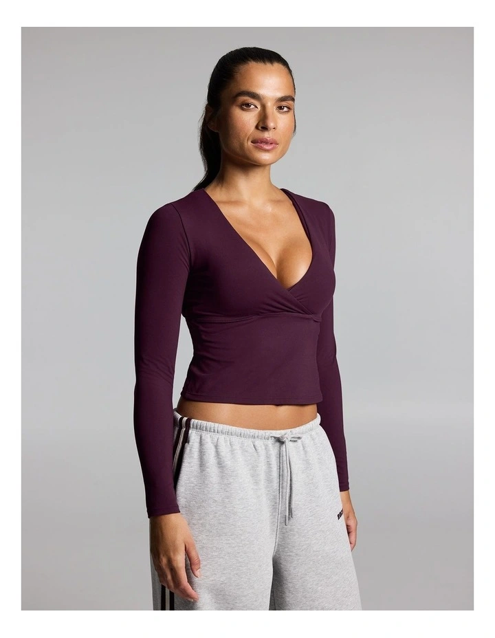Base One Cross Front Long Sleeve Top Cherry Cola image 3