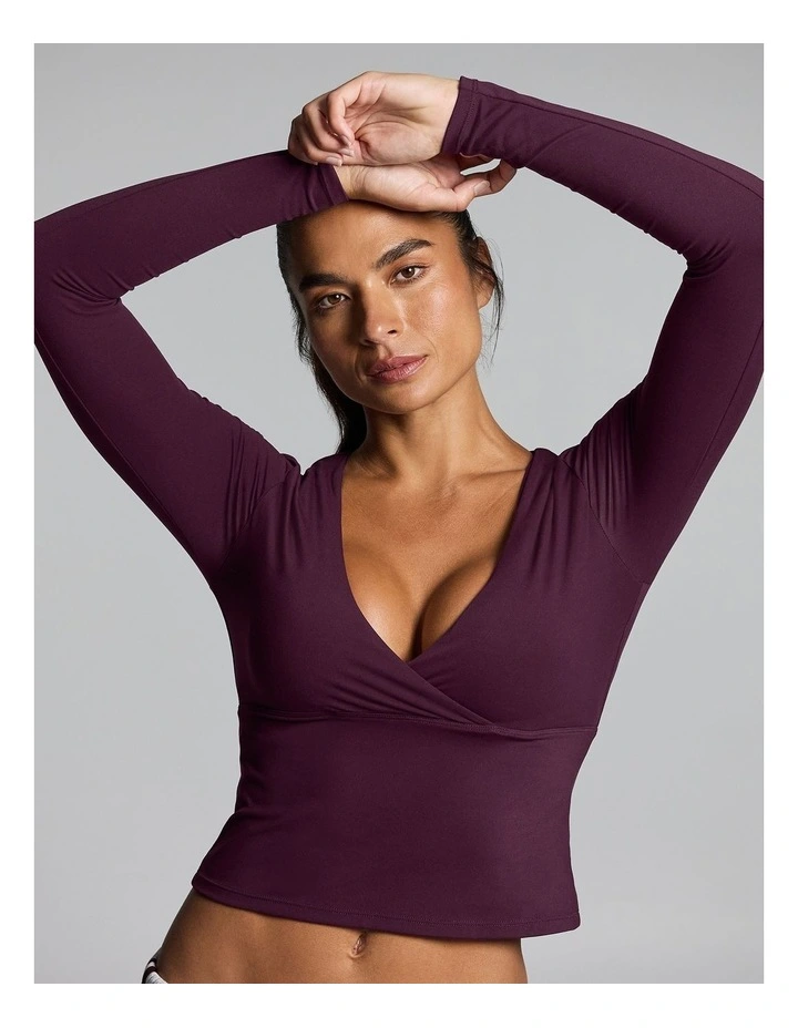 Base One Cross Front Long Sleeve Top Cherry Cola image 4