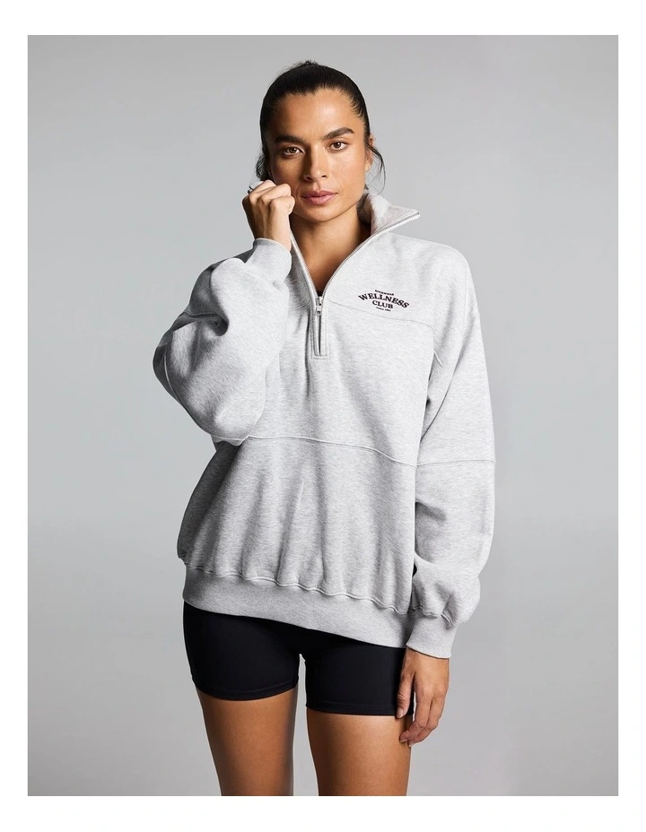 Cosy Fleece Longline 1/2 Zip Mid Grey Marle image 1