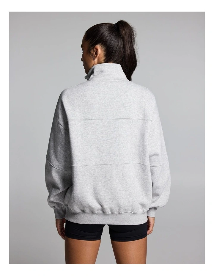 Cosy Fleece Longline 1/2 Zip Mid Grey Marle image 2
