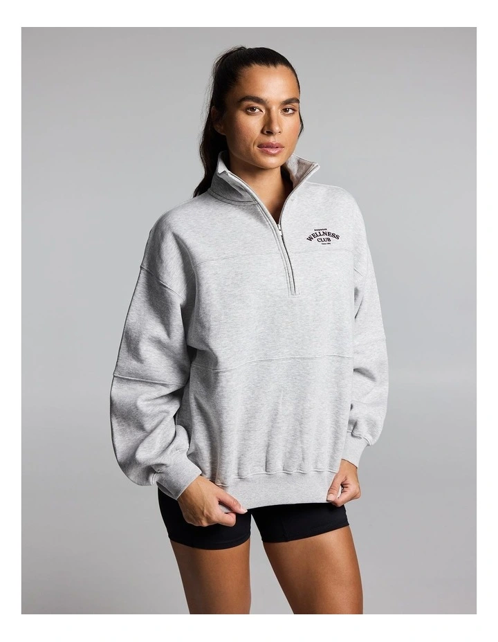 Cosy Fleece Longline 1/2 Zip Mid Grey Marle image 3