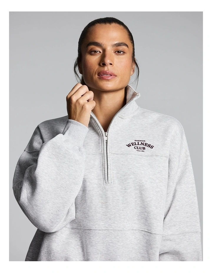 Cosy Fleece Longline 1/2 Zip Mid Grey Marle image 4