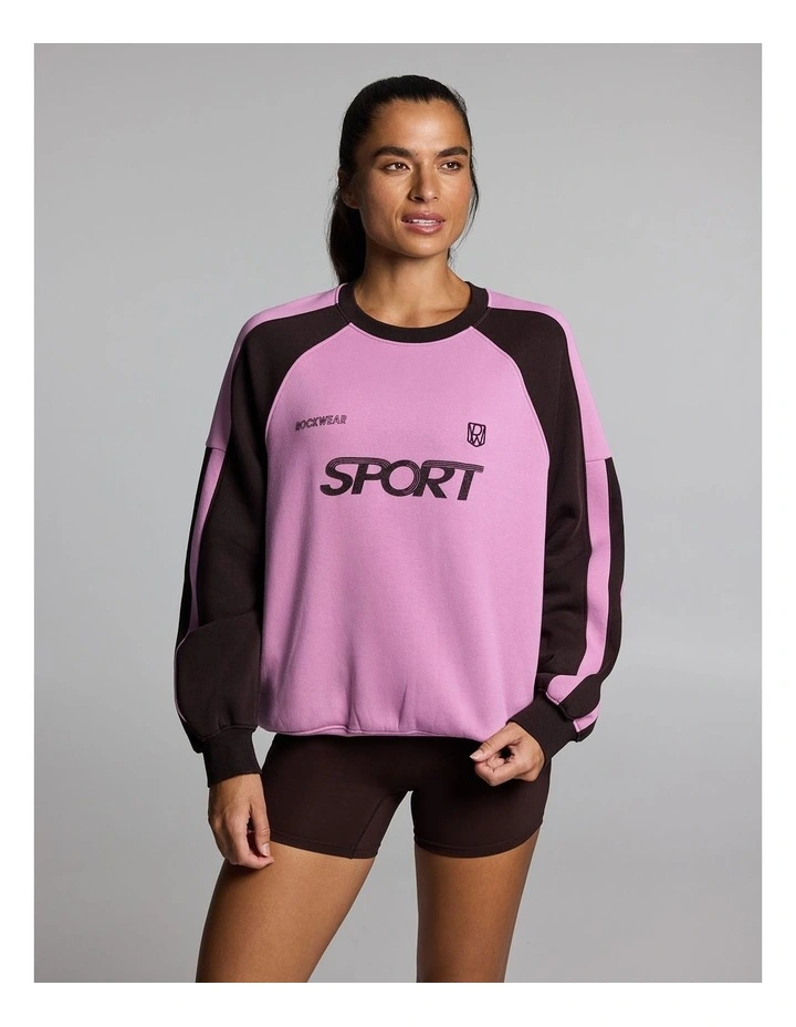 Cosy Fleece Oversized Crew Dusty Pink image 1