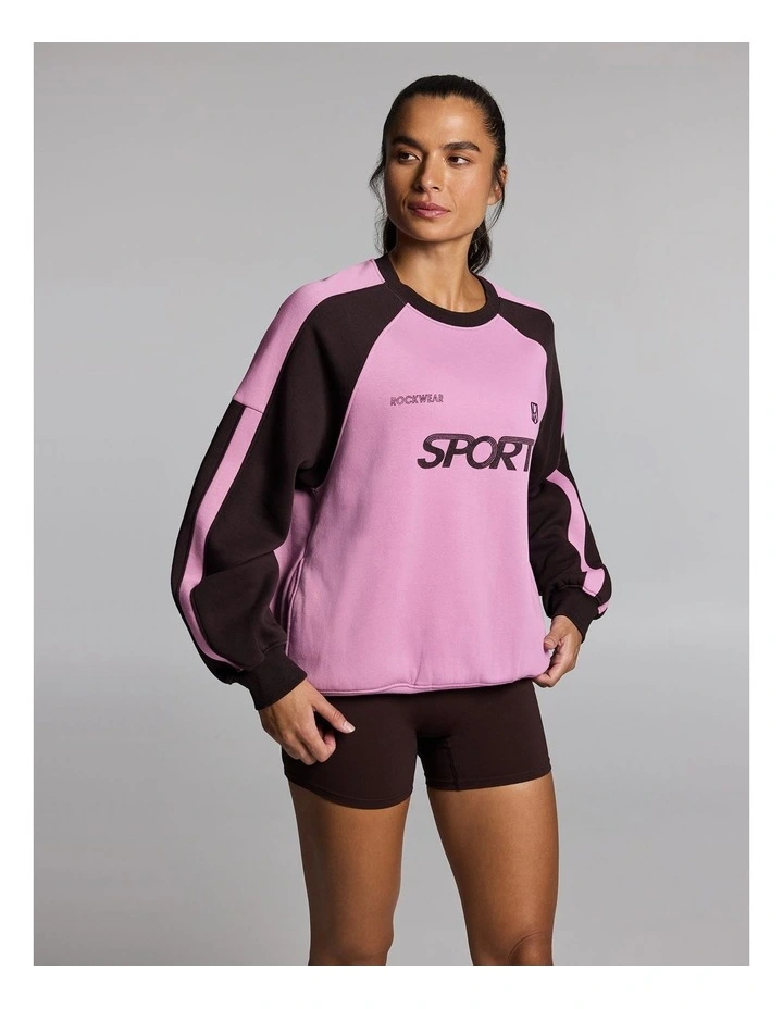 Cosy Fleece Oversized Crew Dusty Pink image 3