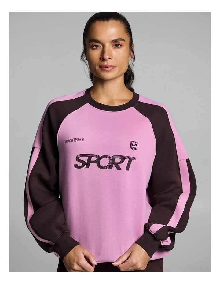 Cosy Fleece Oversized Crew Dusty Pink image 4
