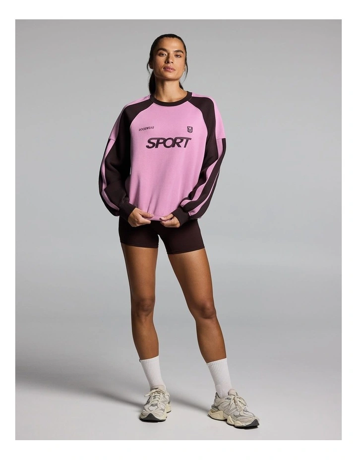 Cosy Fleece Oversized Crew Dusty Pink image 5