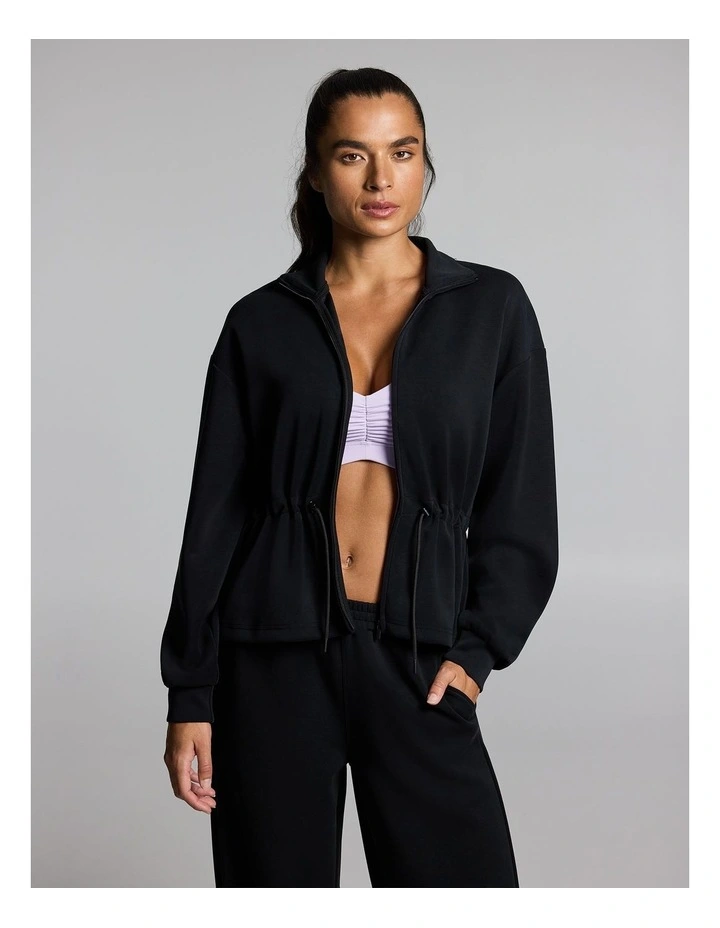 Travel Cinch Waist Zip Through Jacket Black image 1