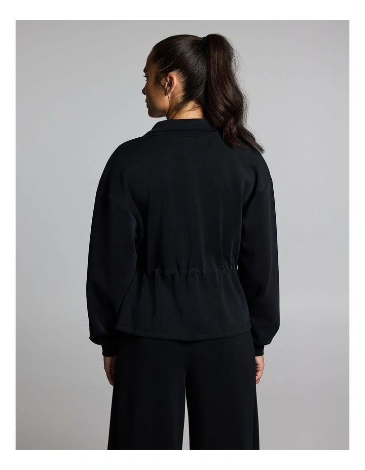 Travel Cinch Waist Zip Through Jacket Black image 2