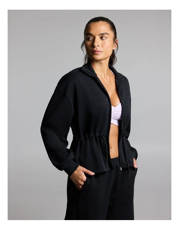 Travel Cinch Waist Zip Through Jacket Black image 3