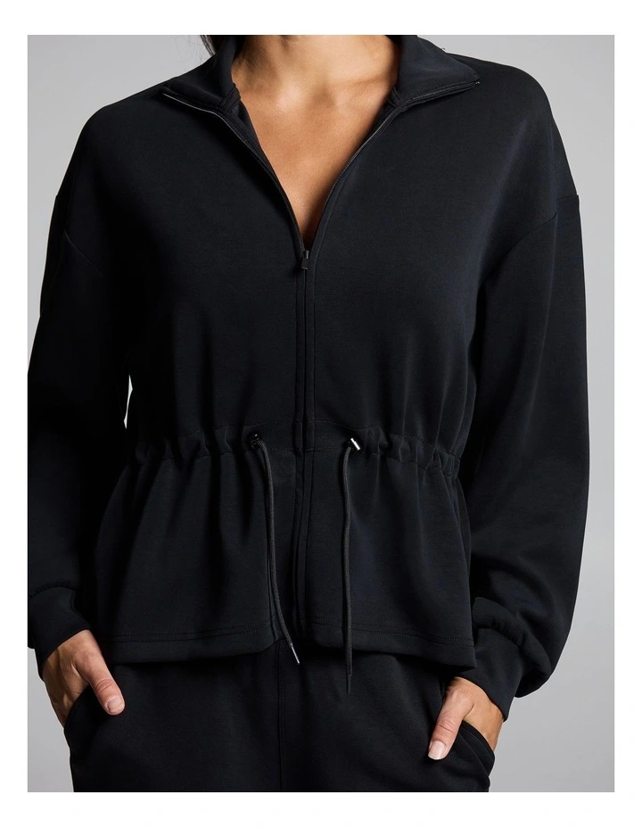 Travel Cinch Waist Zip Through Jacket Black image 4