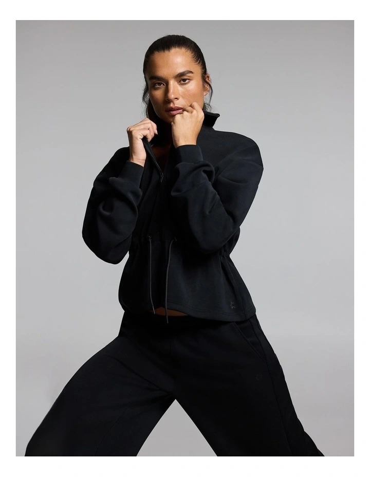 Travel Cinch Waist Zip Through Jacket Black image 5