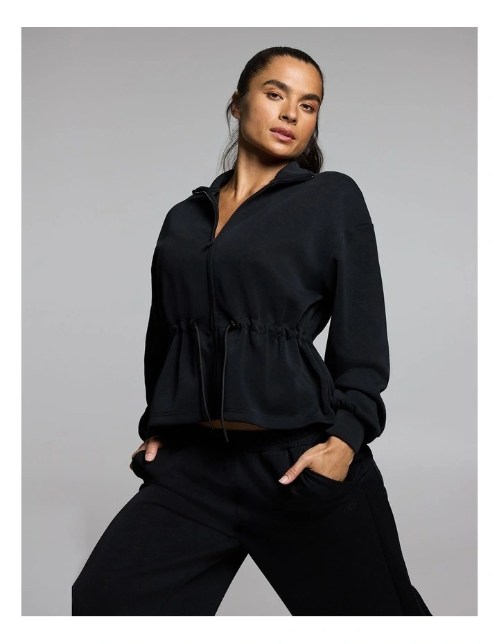 Travel Cinch Waist Zip Through Jacket Black image 6