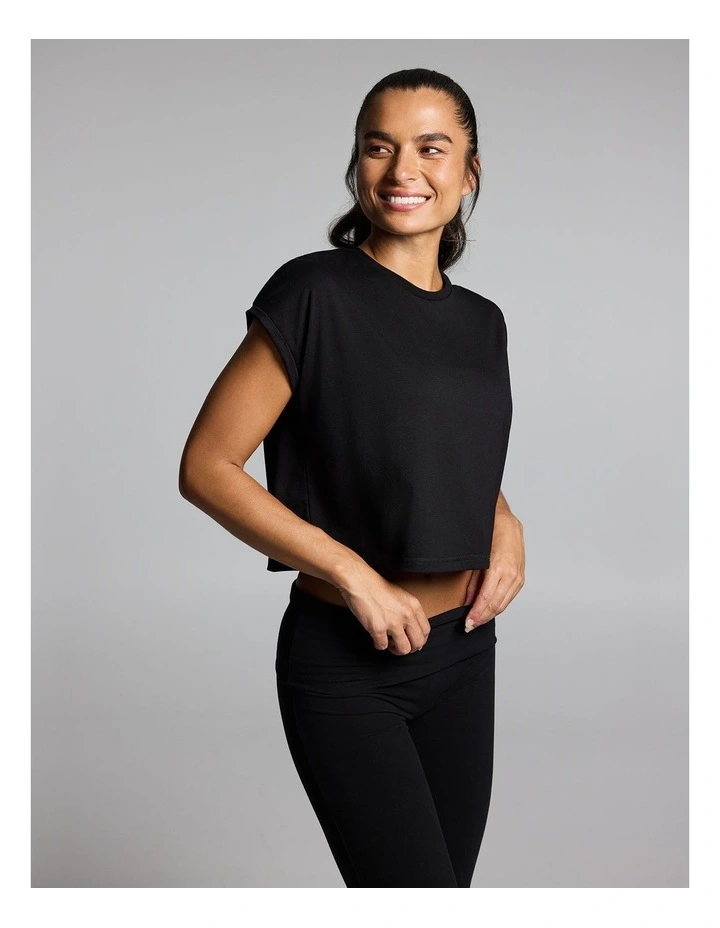 Relaxed Crew Hip Tee Black image 3