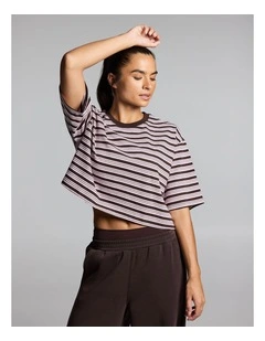Stripe Boxy Hip Length Tee Multi