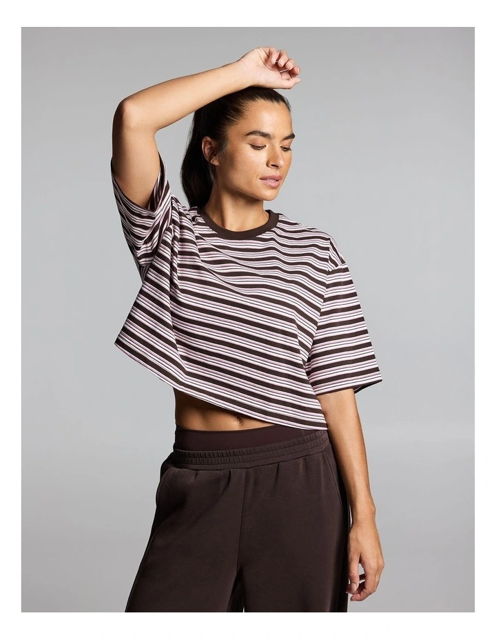 Stripe Boxy Hip Length Tee Multi image 1