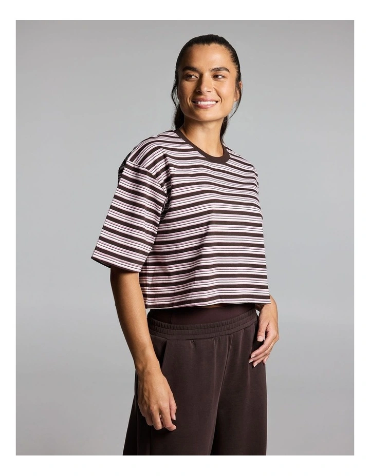 Stripe Boxy Hip Length Tee Multi image 3