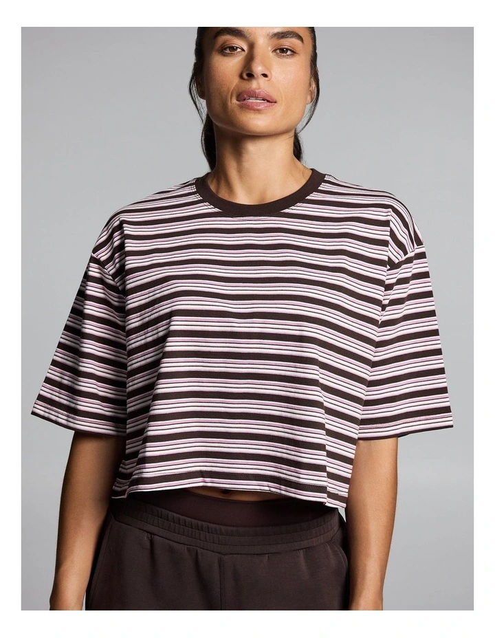 Stripe Boxy Hip Length Tee Multi image 4