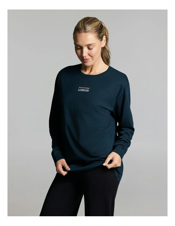 Loose Fit Long Sleeve Tee Teal image 3