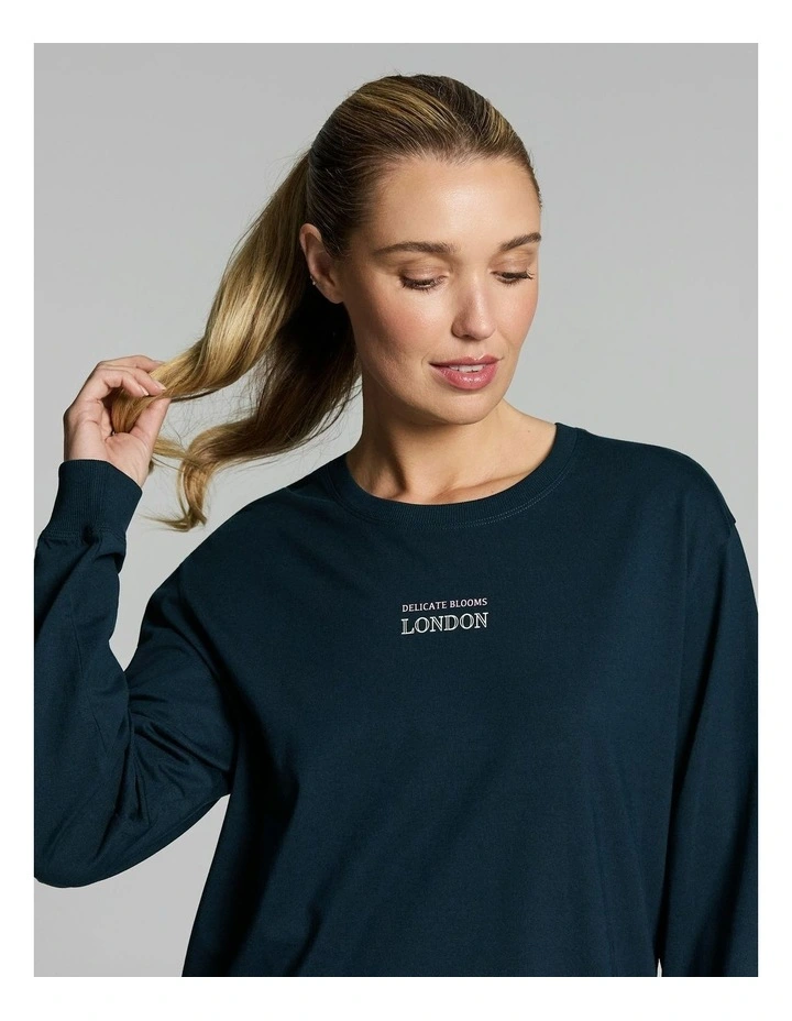 Loose Fit Long Sleeve Tee Teal image 4