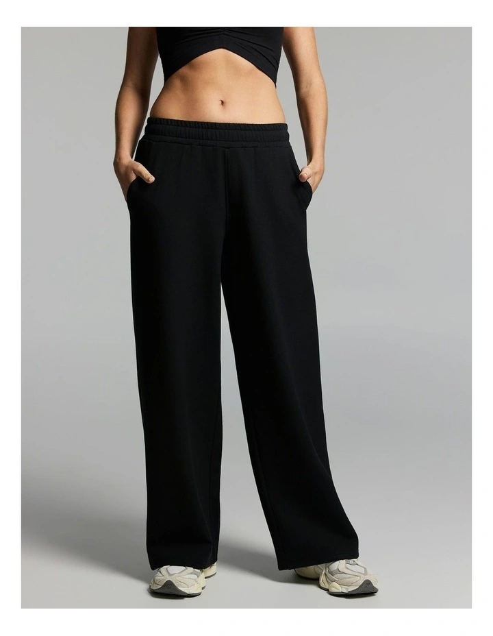 Plush Fleece Wide Leg Pants Black image 1