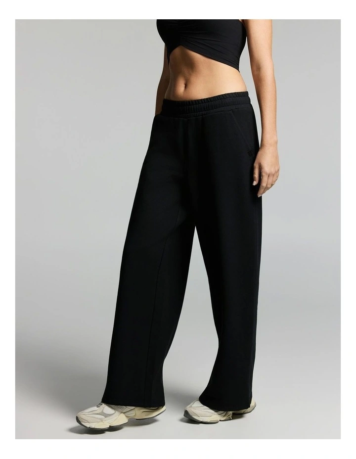 Plush Fleece Wide Leg Pants Black image 3
