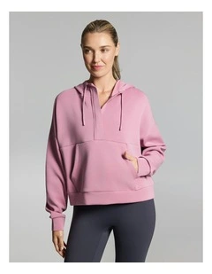 Travel Half Zip Hoodie Dusty Pink