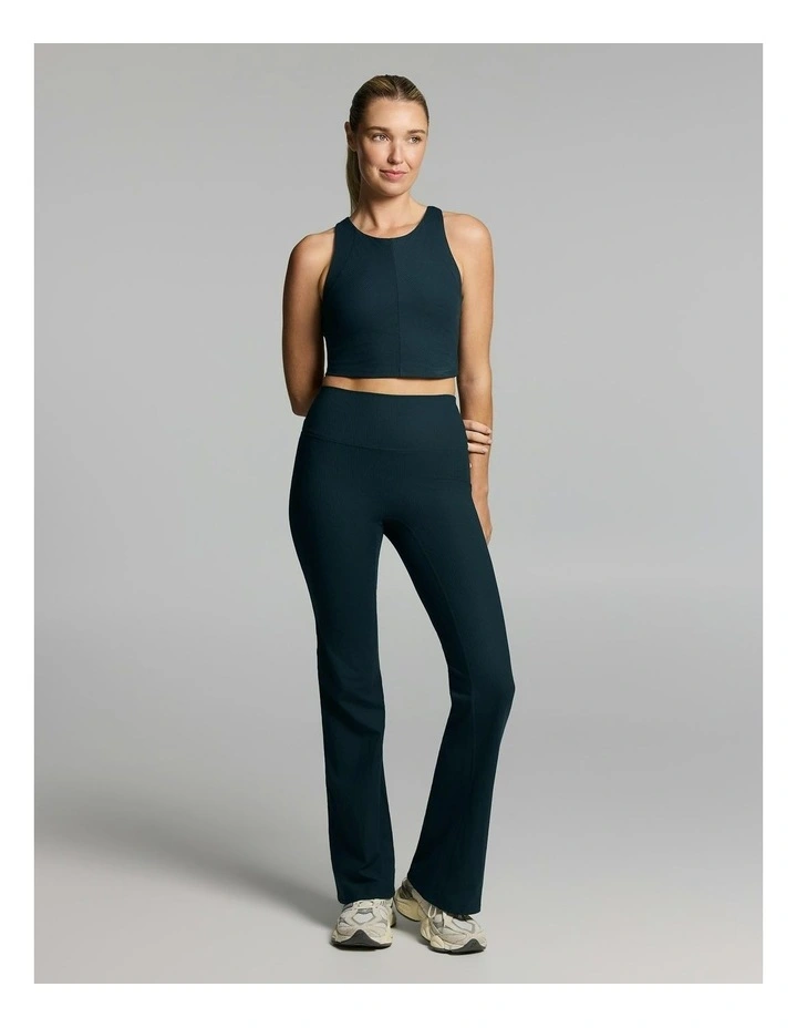 Rib Luxesoft Slim Flared Tights Teal image 5