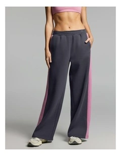 Blocked Cosy Fleece Wide Leg Pants Zinc