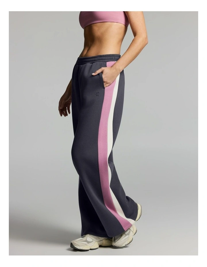 Blocked Cosy Fleece Wide Leg Pants Zinc image 3