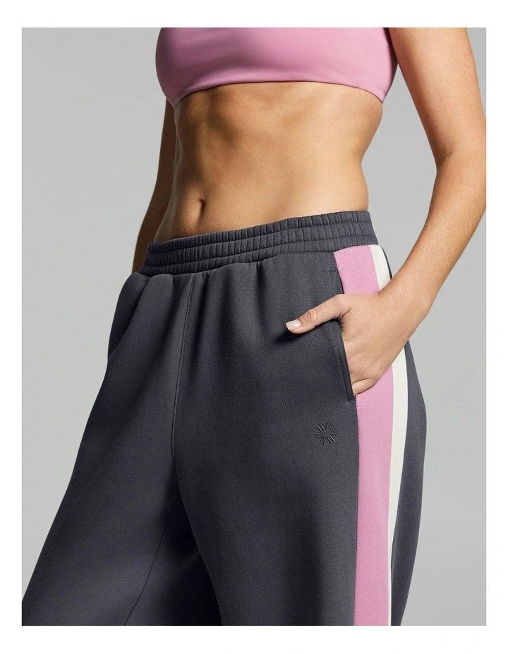 Blocked Cosy Fleece Wide Leg Pants Zinc image 4