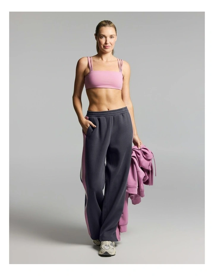 Blocked Cosy Fleece Wide Leg Pants Zinc image 5