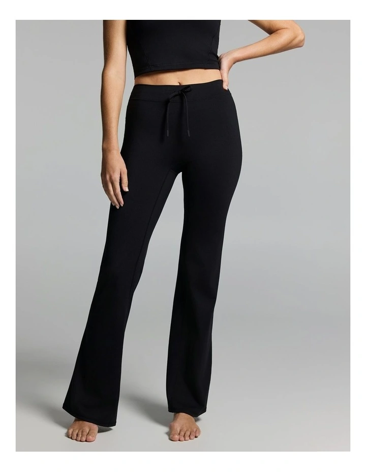 No Front Seam Tie Front Slim Flared Tights Black image 1