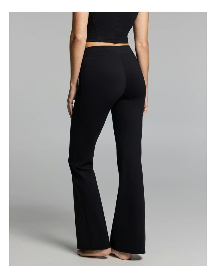 No Front Seam Tie Front Slim Flared Tights Black image 4