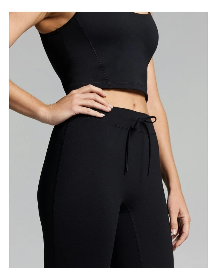 No Front Seam Tie Front Slim Flared Tights Black image 5