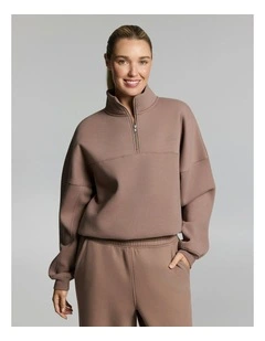 Luxe Fleece Half Zip Coffee
