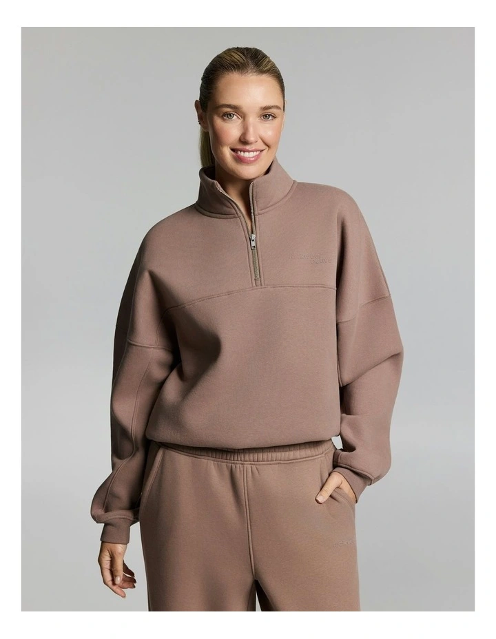 Luxe Fleece Half Zip Coffee image 1
