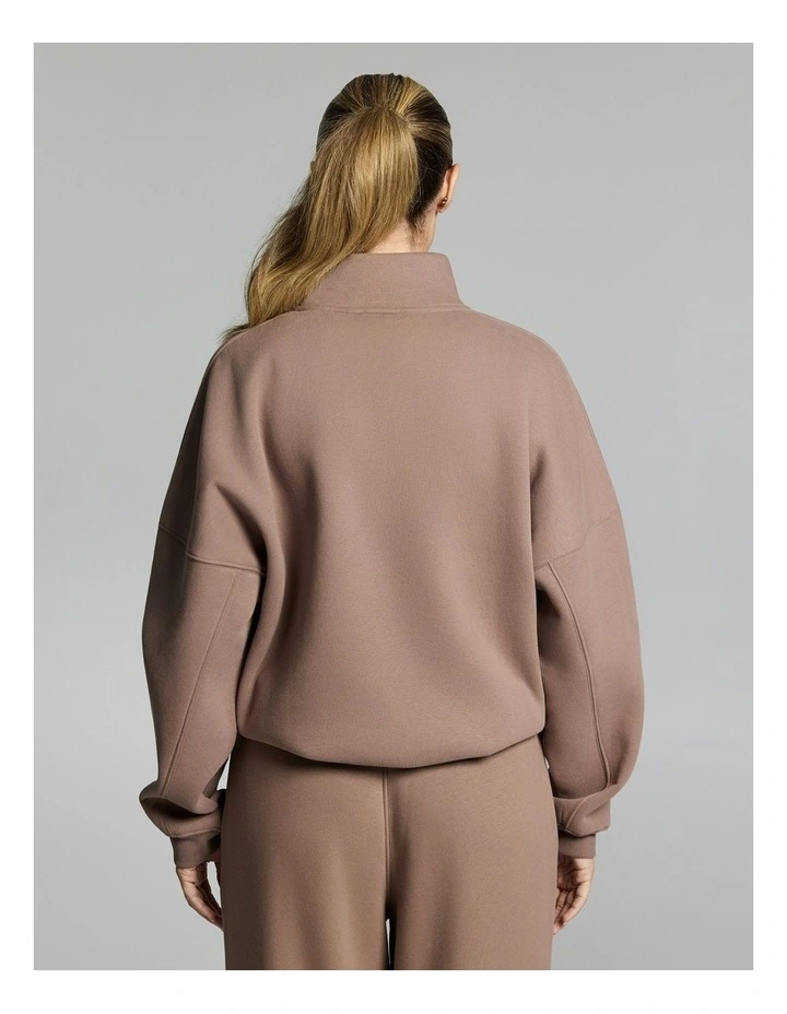 Luxe Fleece Half Zip Coffee image 2
