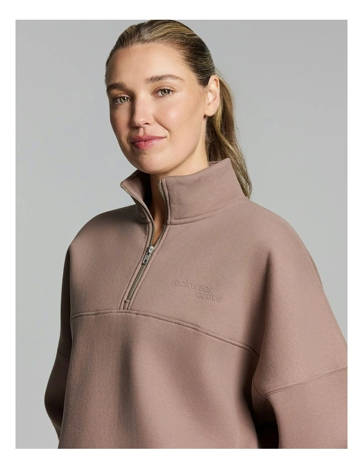 Luxe Fleece Half Zip Coffee image 5
