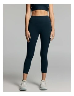 Side Stripe Ankle Grazer Tights Teal