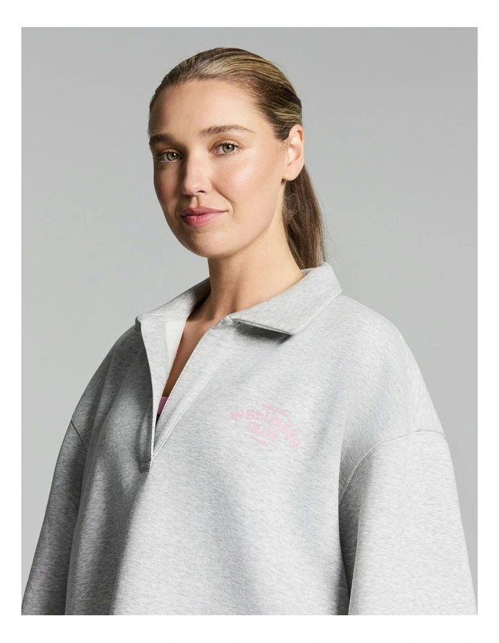 Cosy Fleece Collared Sweatshirt Mid Grey Marle image 5