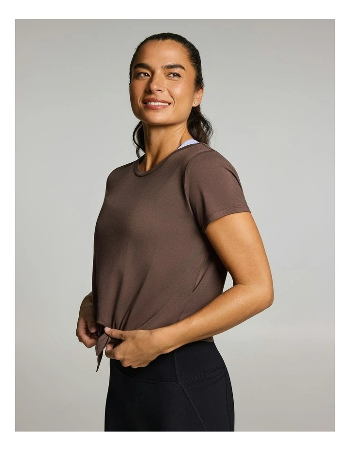 Tie Front Tee Carob image 3