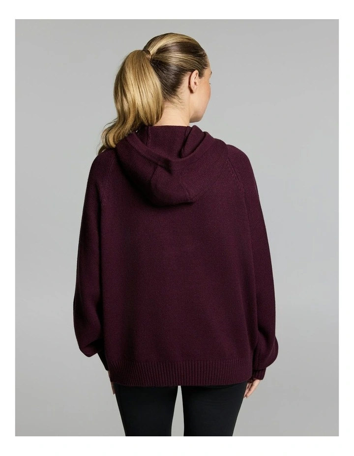 Heritage Knit Hoodie Cherry Cola image 2