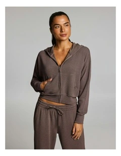 Waffle Zip Through Hoodie Milk Choc