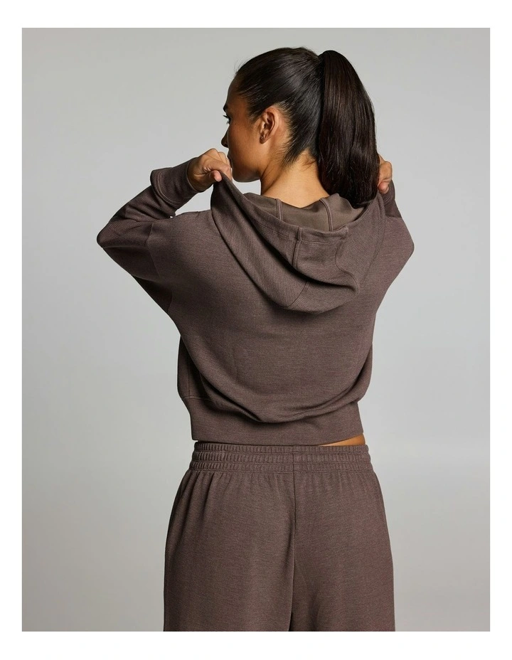 Waffle Zip Through Hoodie Milk Choc image 2